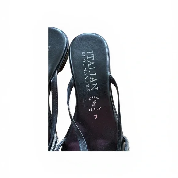 Italian Shoemakers Black Rhinestone Slide Sandals Size 7 - Picture 5 of 6